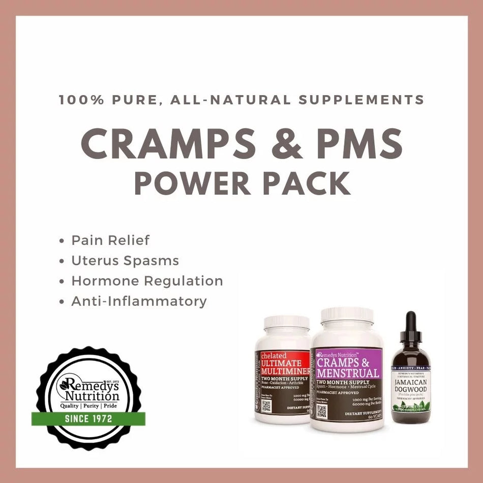 Cramps & PMS Power Pack™ | Three Supplement Bottles of Capsules & Tincture