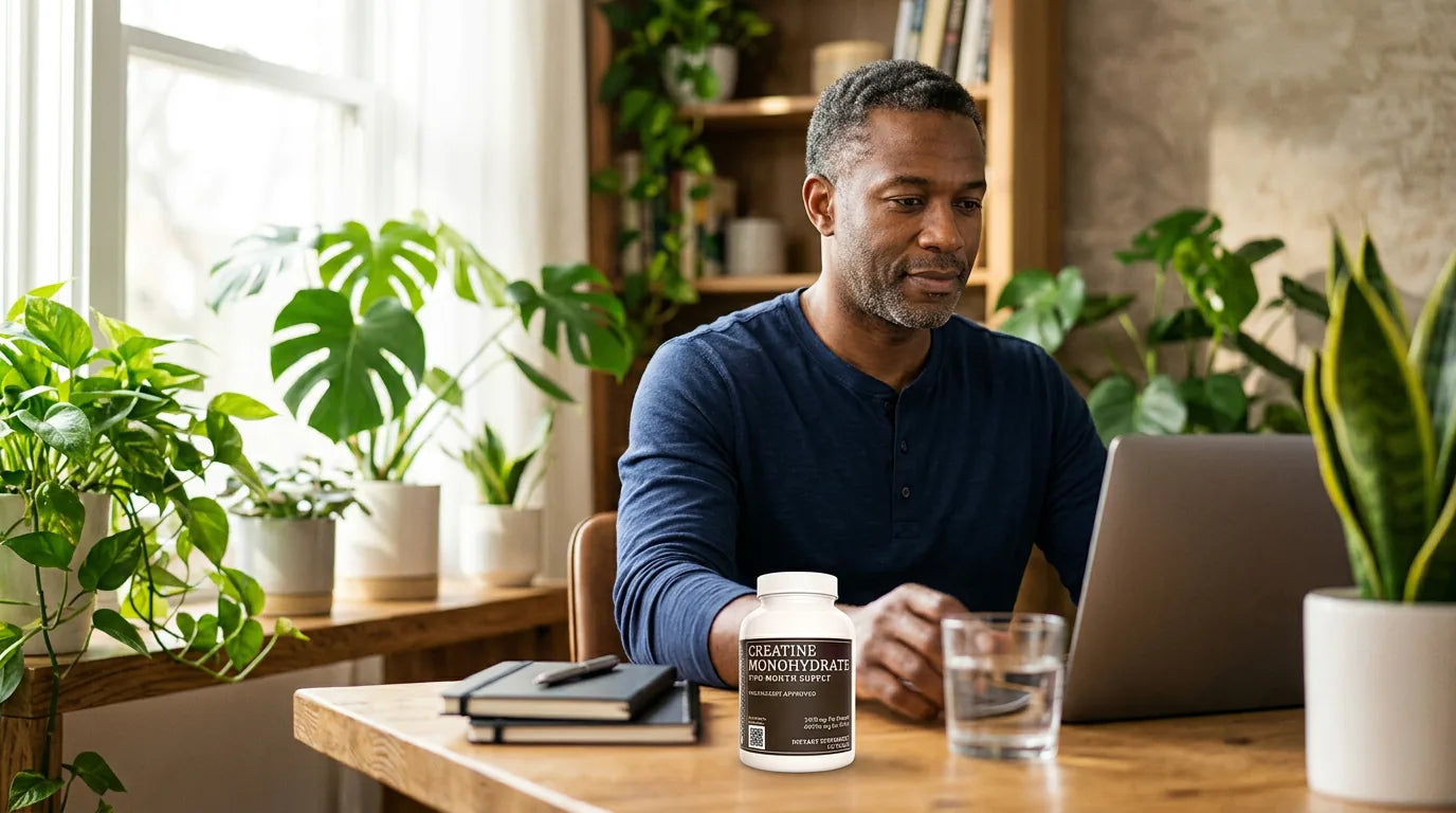 Man working with calm mental clarity — creatine cognitive benefits