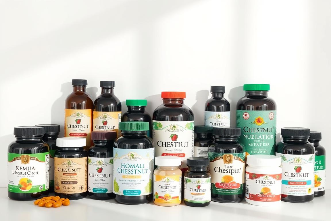 A collection of the top horse chestnut extract brand bottles.