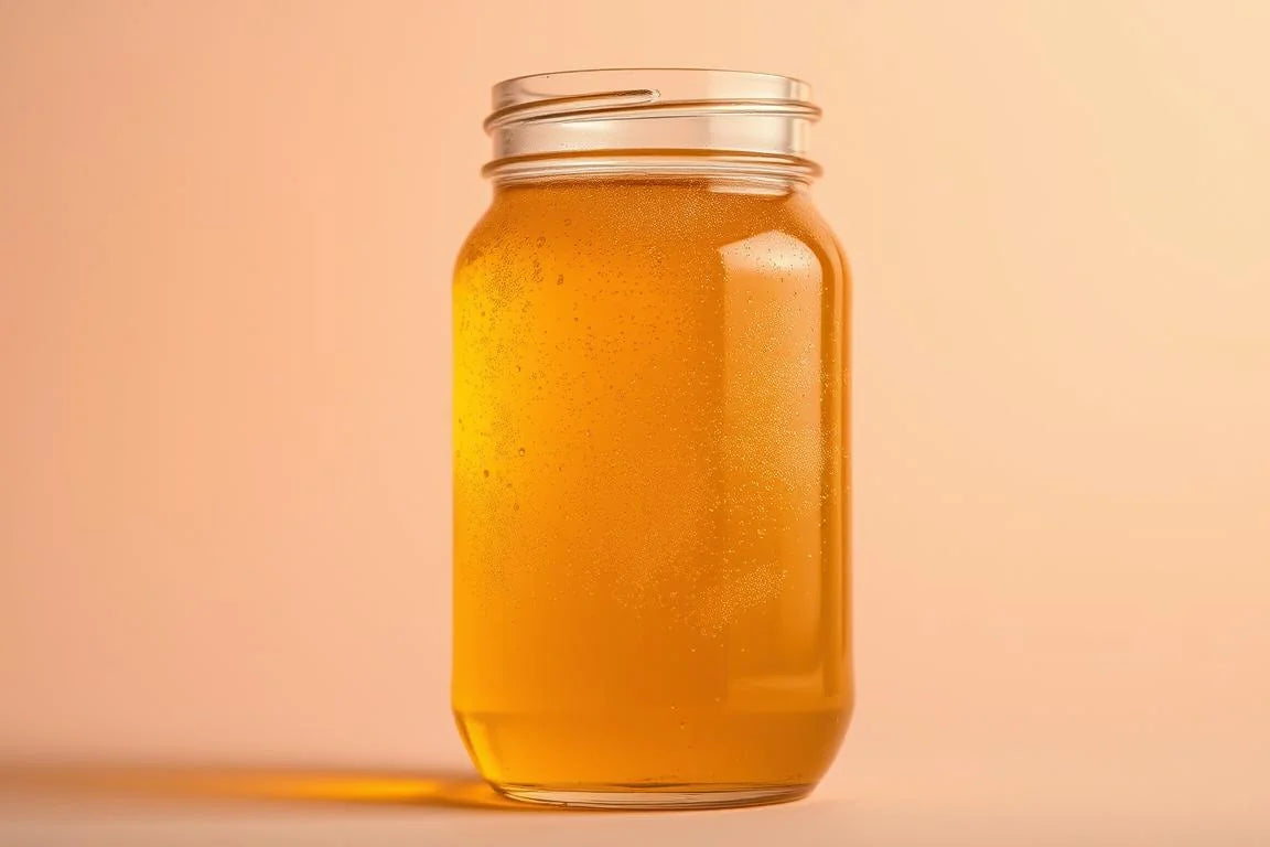 Mason jar filled with golden apple cider vinegar — homemade parasite cleanse tonic recipe