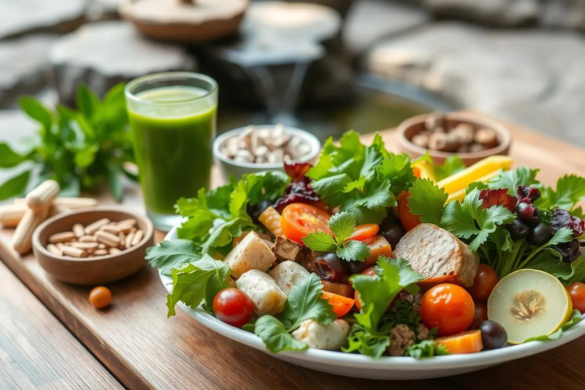 Colorful whole-food meal — best diet for adrenal support and fatigue recovery