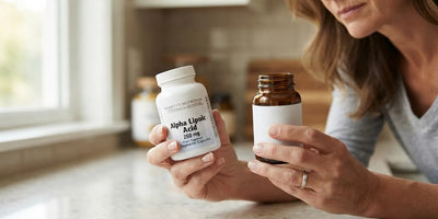 R-ALA and racemic alpha lipoic acid capsules side by side illustrating the comparison