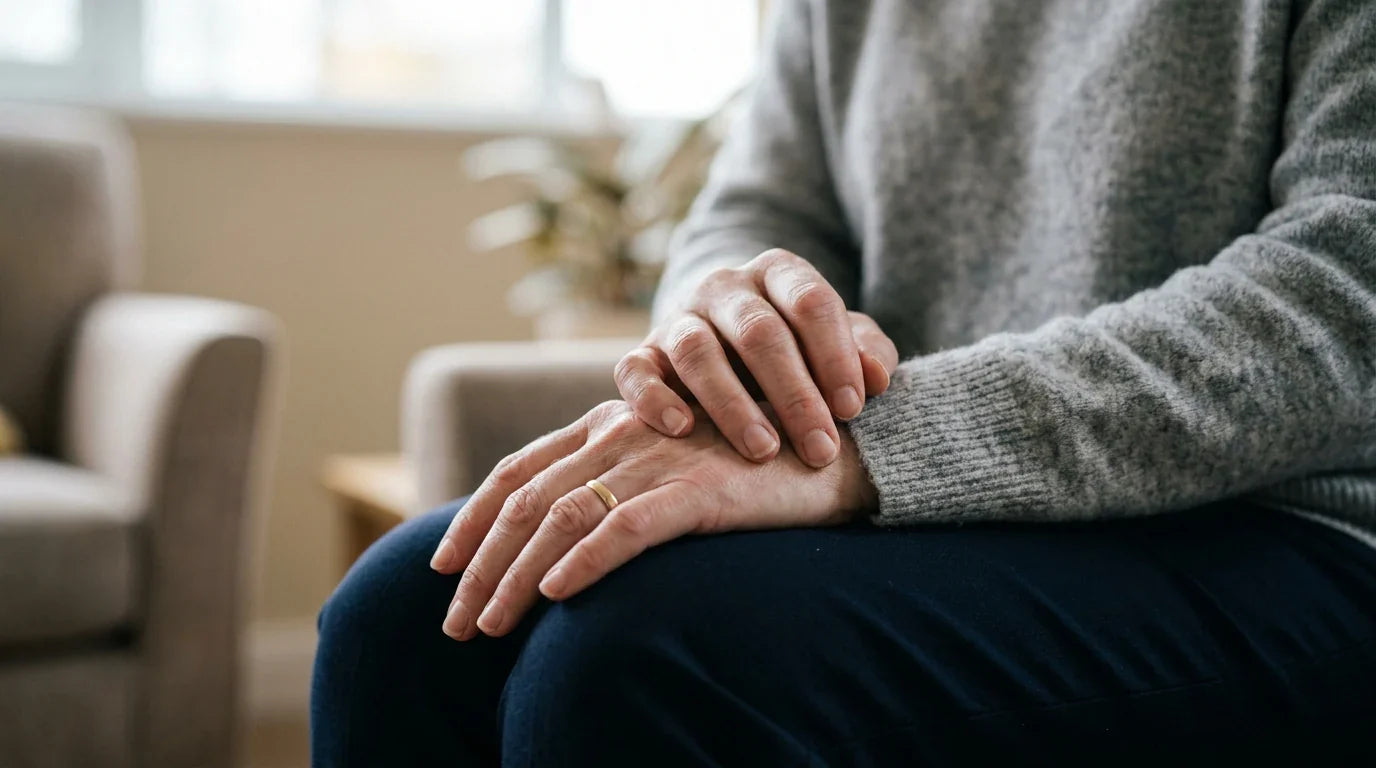 Les mains de la personne présentent des signes de fourmillements et d'inconfort — carence en vitamine B et neuropathie périphérique des mains et des pieds