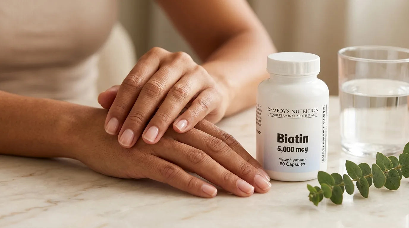 Healthy natural strong nails supported by biotin