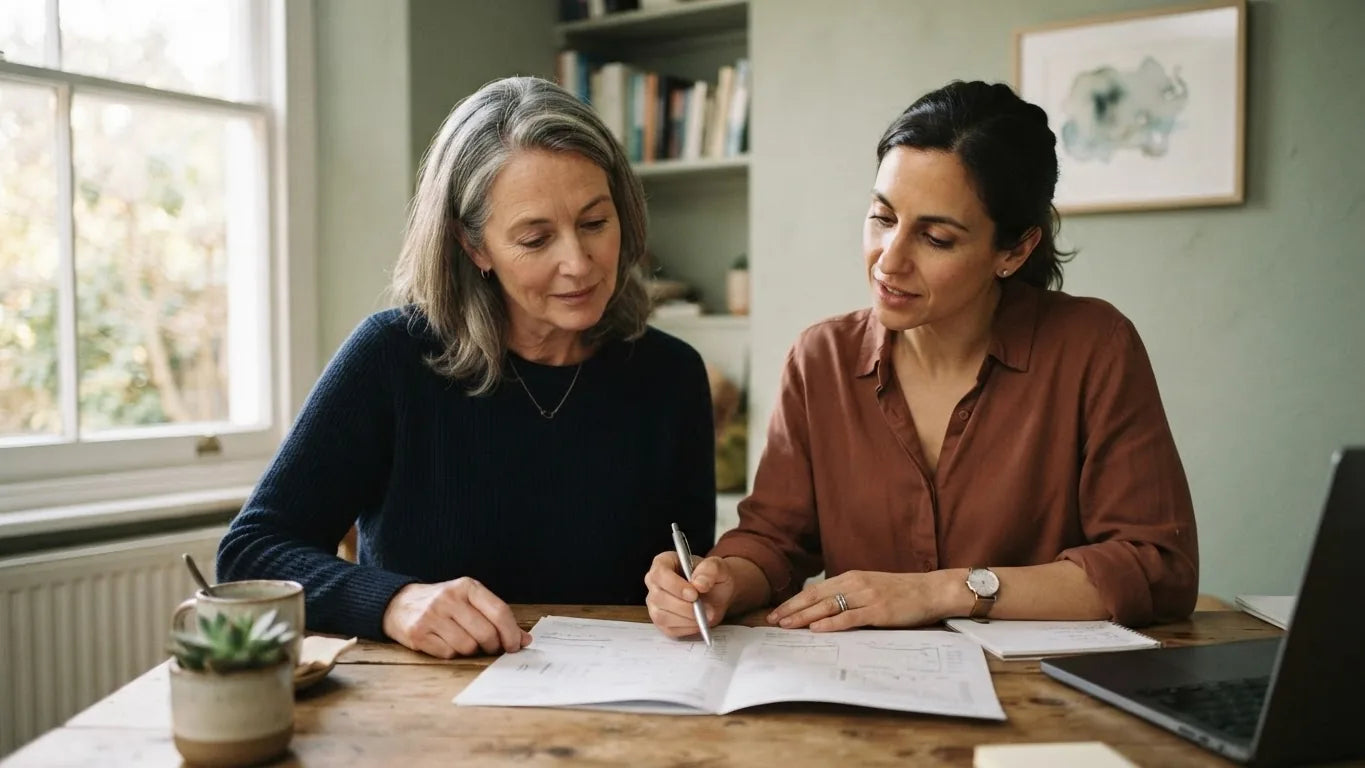 Patient and clinician reviewing lab results together