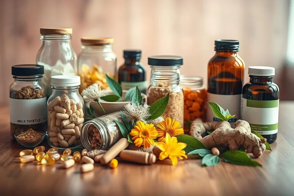 Herbal tinctures, spice powders, and dried herbs on a table — comparing parasite cleanse formulas