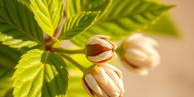 A bottle of horse chestnut extract for rosacea next to a fresh horse chestnut.