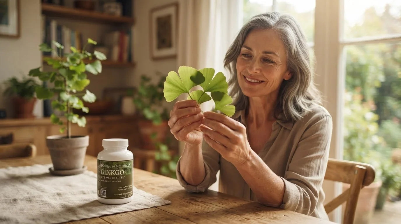 Ginkgo biloba leaves and standardized extract capsules illustrating what ginkgo biloba is
