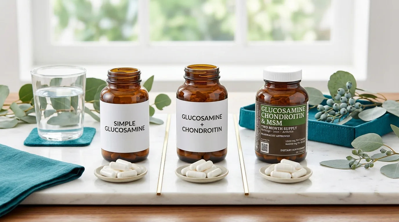Three glucosamine formulas compared: alone, with chondroitin, with chondroitin and MSM