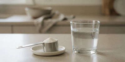 Inositol powder and water illustrating safe, moderate use