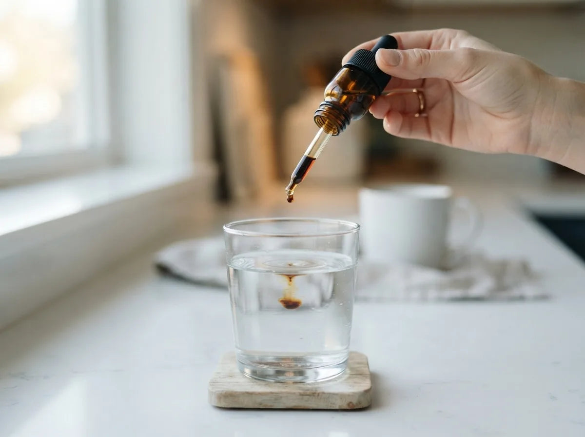 Dosing a single drop of liquid iodine into water