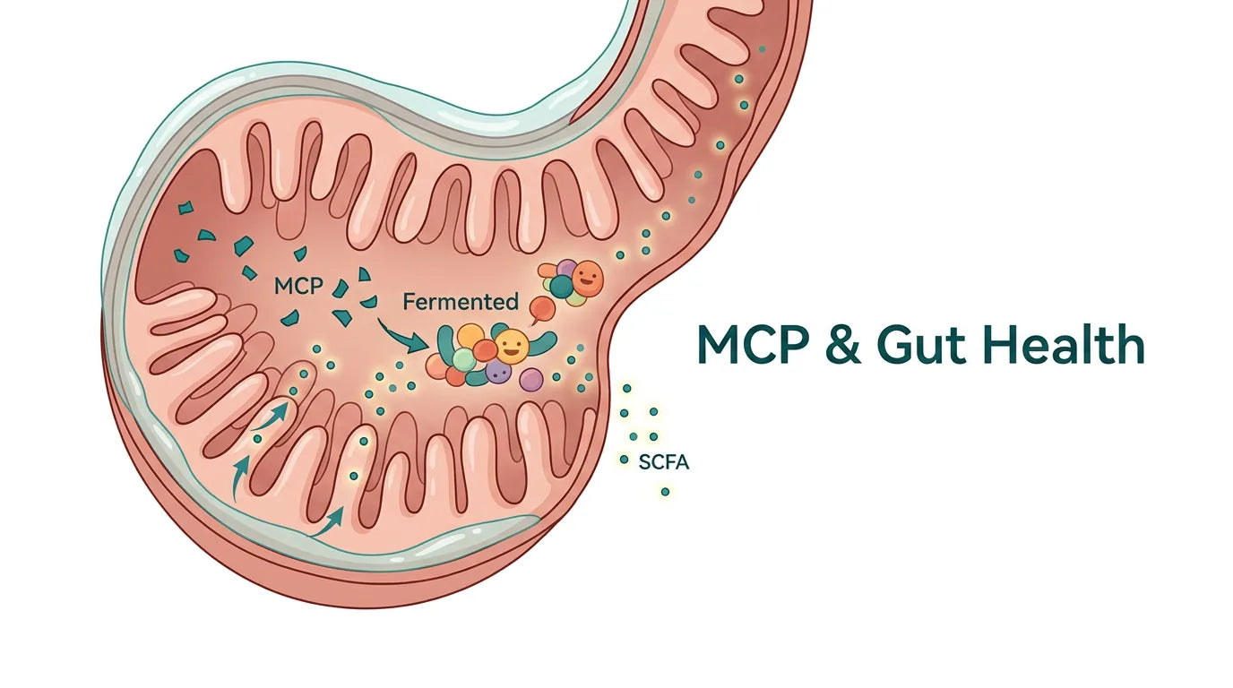 Modified citrus pectin gut health — prebiotic fiber and galectin-3 inhibition diagram