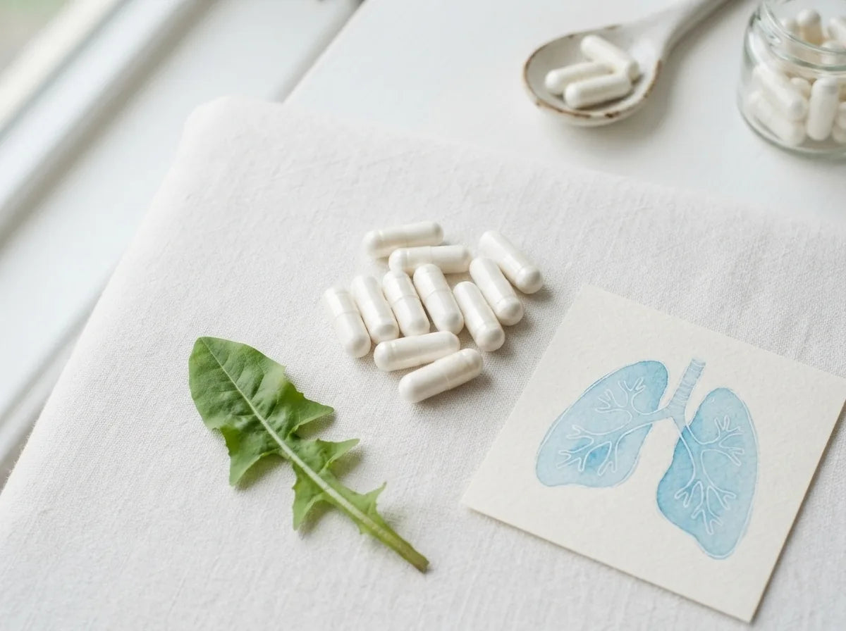 NAC capsules with symbols of its research-backed benefits