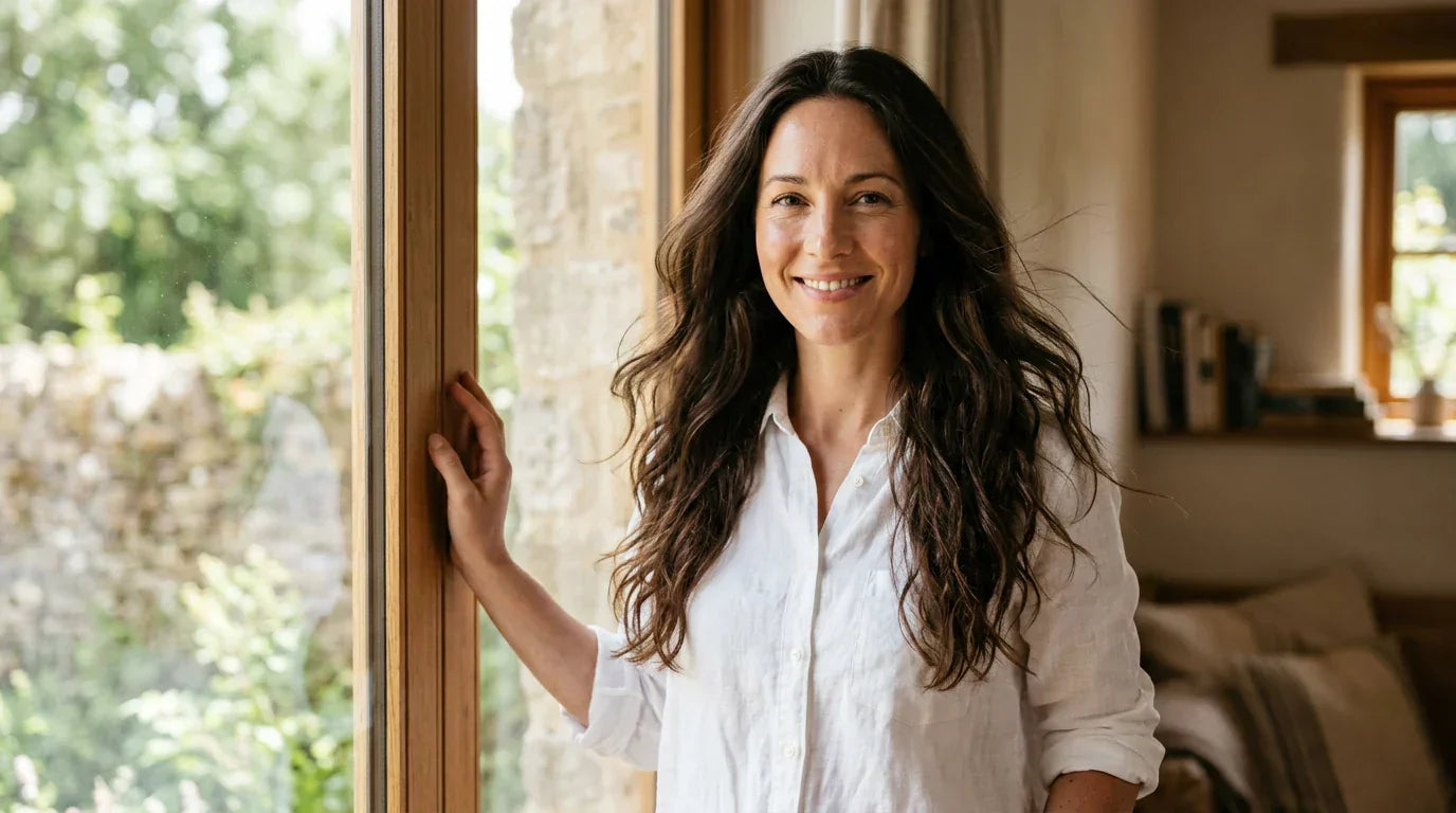 Woman with radiant flowing healthy hair in bright natural daylight — benefits of sulfate free shampoo