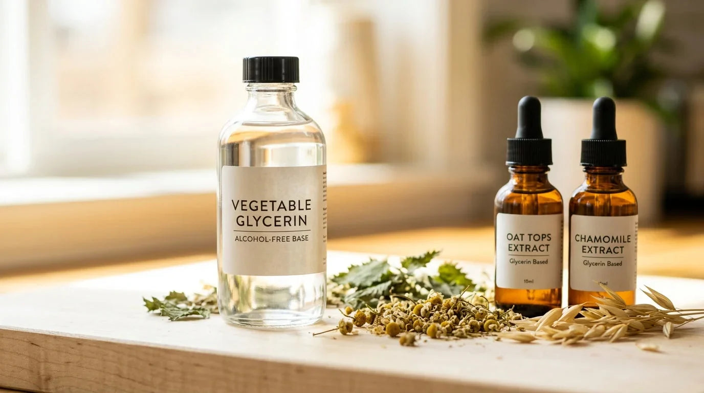 Comparaison de trois méthodes d'extraction à base de plantes&nbsp;: teinture alcoolique, glycérine et vinaigre, oxymel, flacons