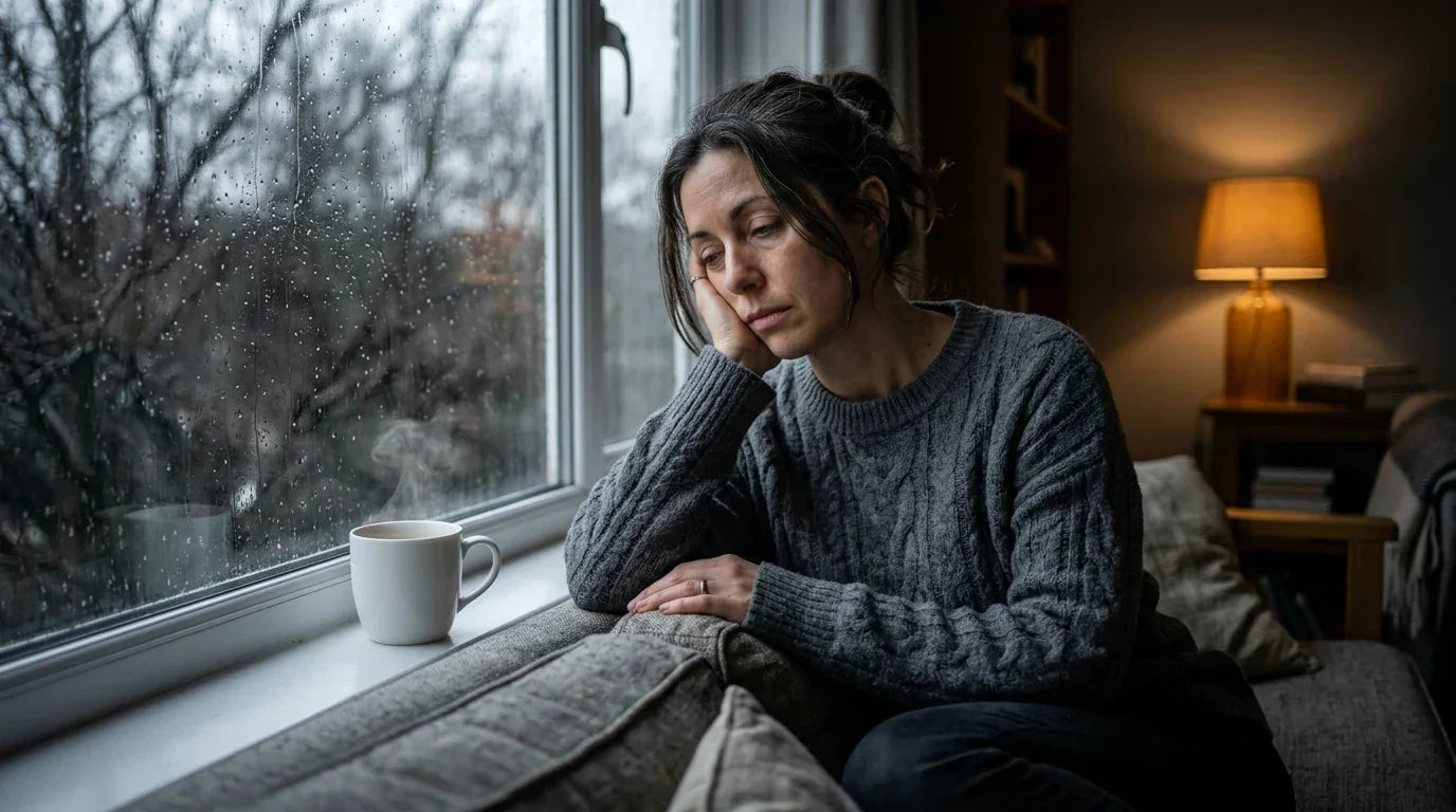 Femme souffrant de fatigue et d'épuisement à l'intérieur&nbsp;: signes avant-coureurs d'une carence en vitamine D