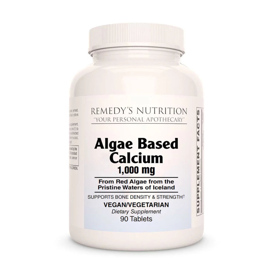 Image of Remedy's Nutrition® Algae Based Calcium Tablets Dietary Supplement front bottle.