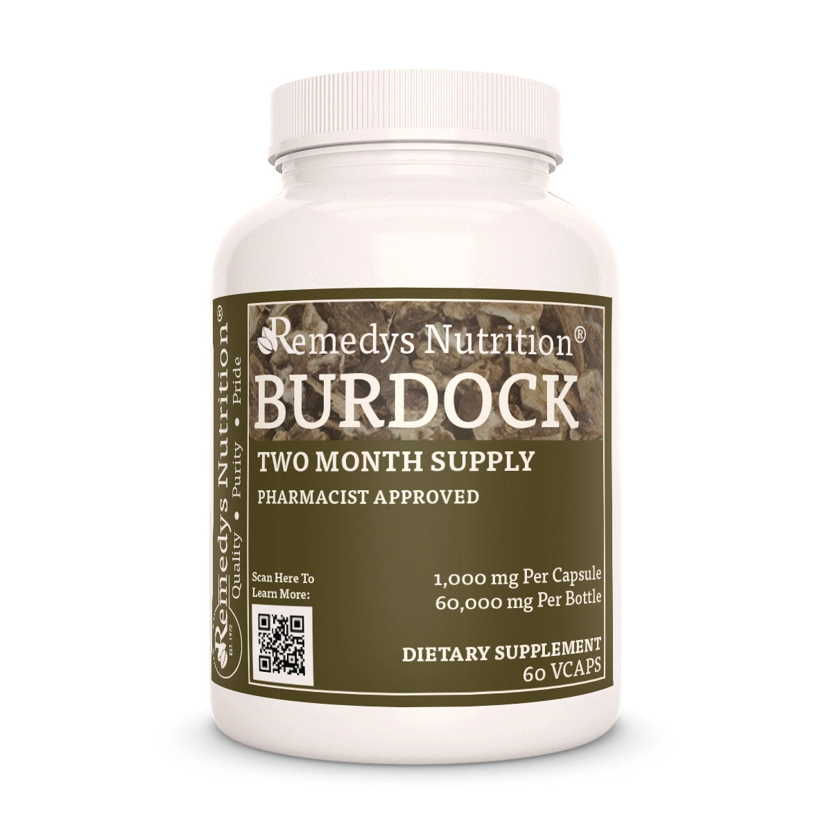 Burdock Root 1000 mg, 60 Vegan Capsules