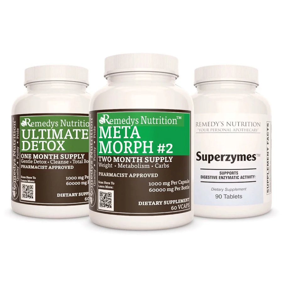 Image of Remedy's Nutrition® Carbohydrate Blocker Power Pack™ includes Ultimate Detox™, Meta Morph #2™, and Superzymes™.