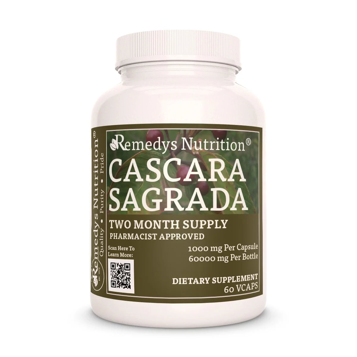Cascara Sagrada 1000 mg, 60 Vegan Capsules