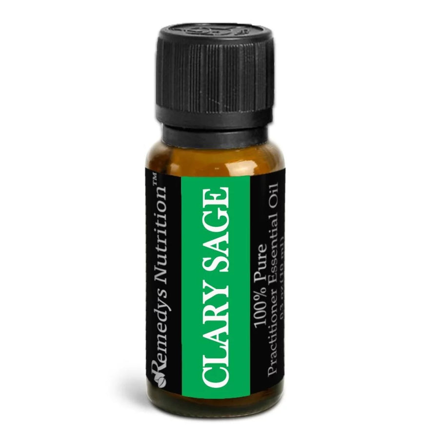 Image of Remedy's Nutrition® Clary Sage Essential Oil Herbal Supplement front bottle.