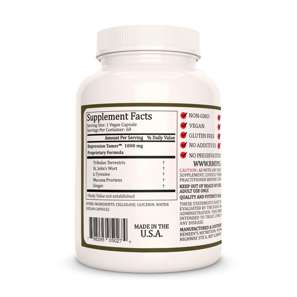Depression Tamer™ | Vitamins for Mood | 1000 mg, 60 Vegan Capsules