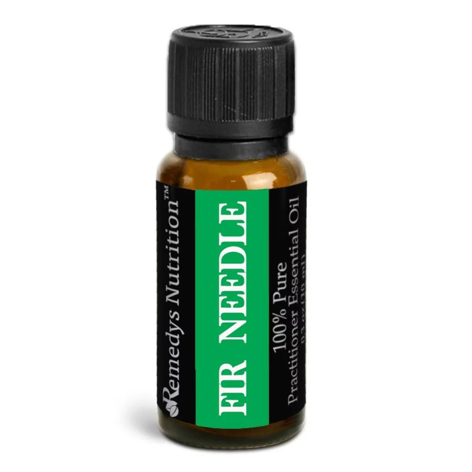 Image of Remedy's Nutrition® Fir Needle Essential Oil Herbal Supplement front bottle.