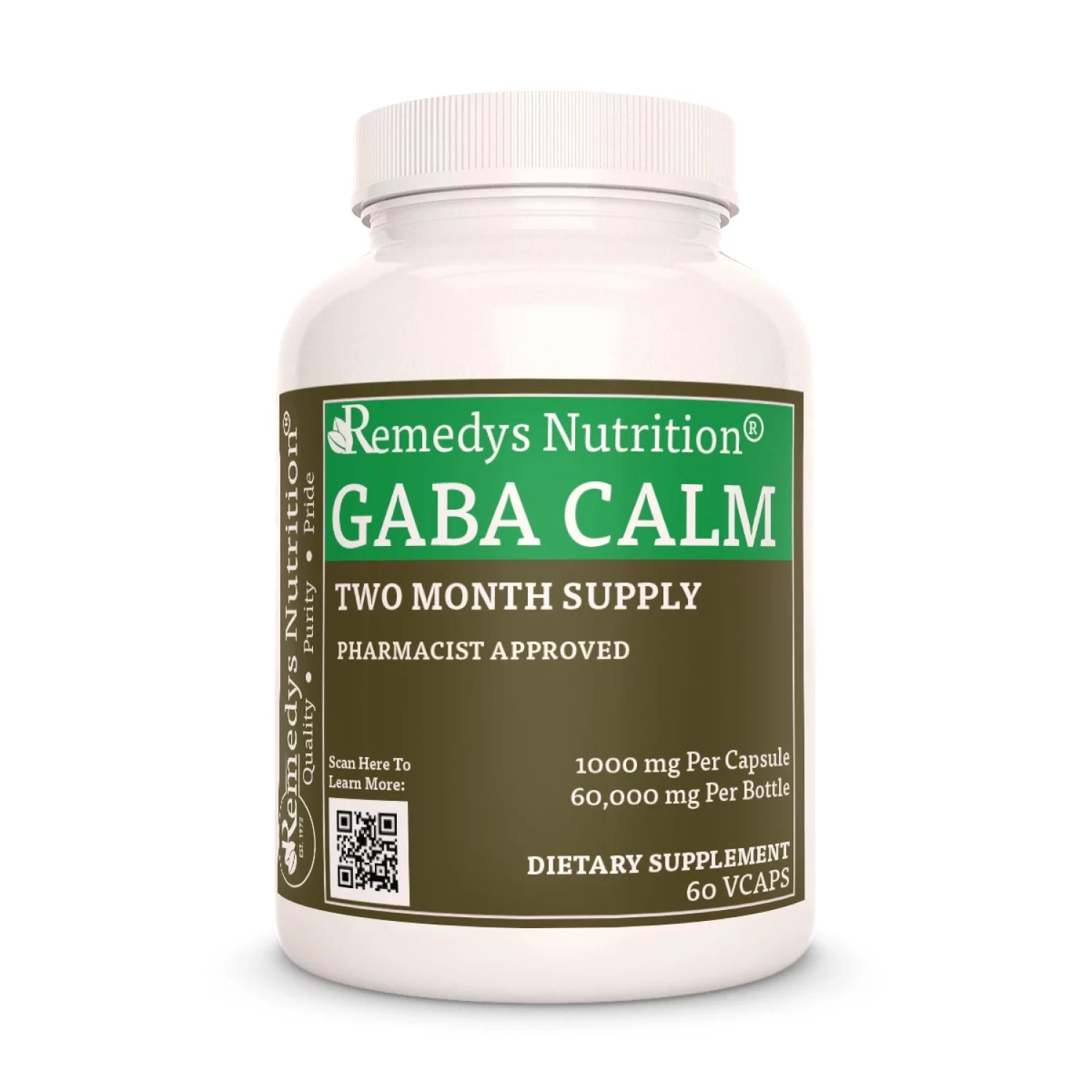GABA Calm 1000 mg, 60 Vegan Capsules