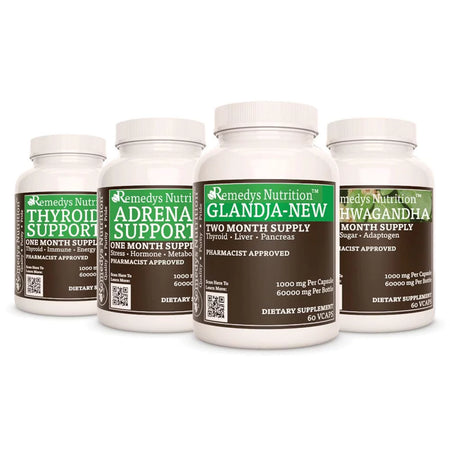 Image of Remedy's Nutrition® Glandular Health Power Pack™ has GlandJa-New™, Adrenal Support™, Thyroid Support™, Ashwagandha.