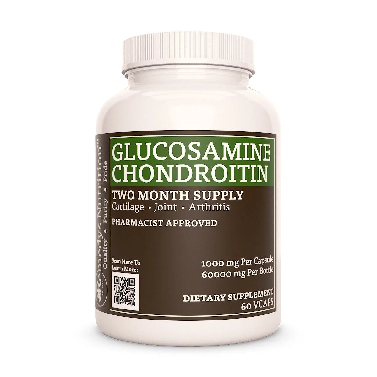 Glucosamine Chondroitin 1000 mg, 60 Vegan Capsules