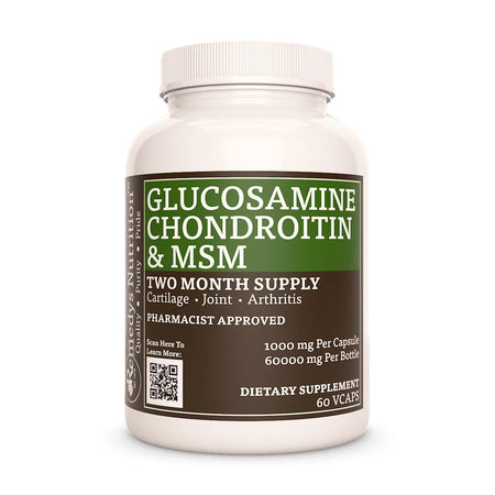 Image of Remedy's Nutrition® Glucosamine Chondroitin & MSM Capsules Dietary Supplement front bottle. Made in the USA.