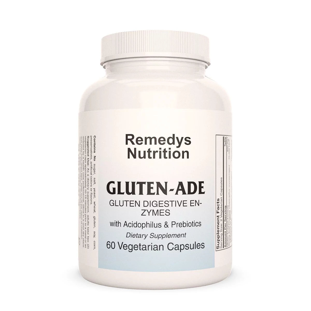Image of Remedy's Nutrition® Gluten-Ade Digestive Enzymes Capsules Dietary Supplement front bottle.