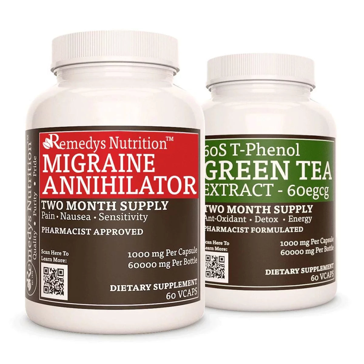 Headache Power Pack™ Two Bottles of 1000 mg, 60 Capsules