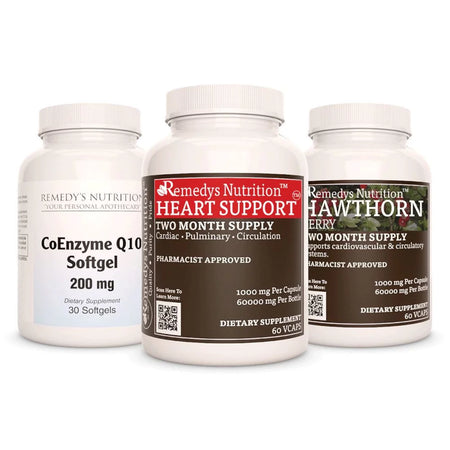Image of Remedy's Nutrition® Heart (Cardiac) Power Pack™ Capsules Herbal Supplements Heart Support™, CoQ10, Hawthorn Berry.