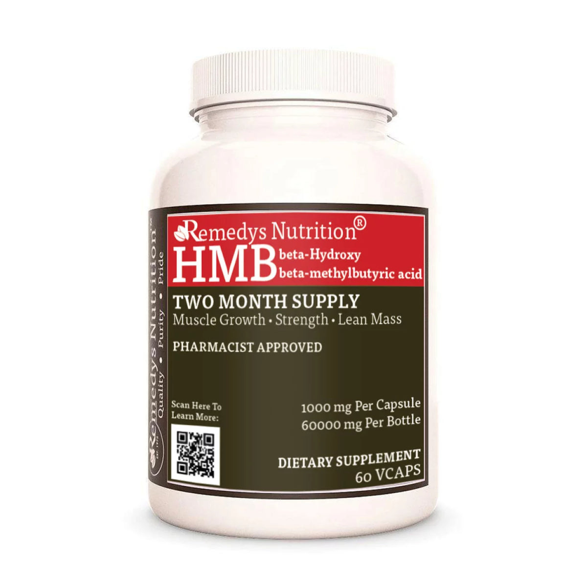 HMB (beta-Hydroxy beta-methylbutyric acid) 1000 mg 60 Vegan Capsules