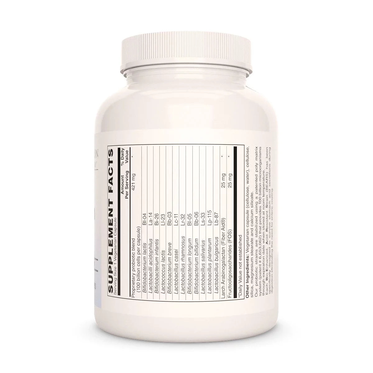 Image of Remedy's Nutrition® 100 Billion Probiotic™ Enteric Coated Supplement Facts label. Bifidobacterium, Lactobacillus.