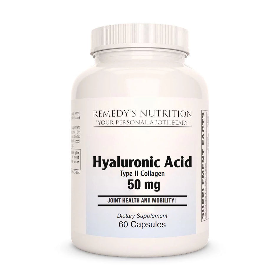 Image of Remedy's Nutrition® Hyaluronic Acid with Type II Collagen Capsules Dietary Supplement front bottle.