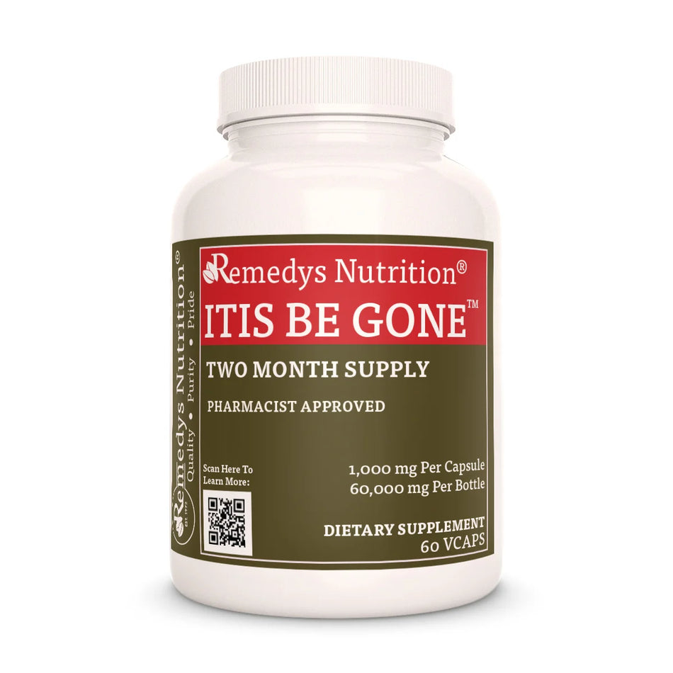 Remedy's Nutrition® Itis Be Gone™ supplement bottle with 60 capsules, front label view