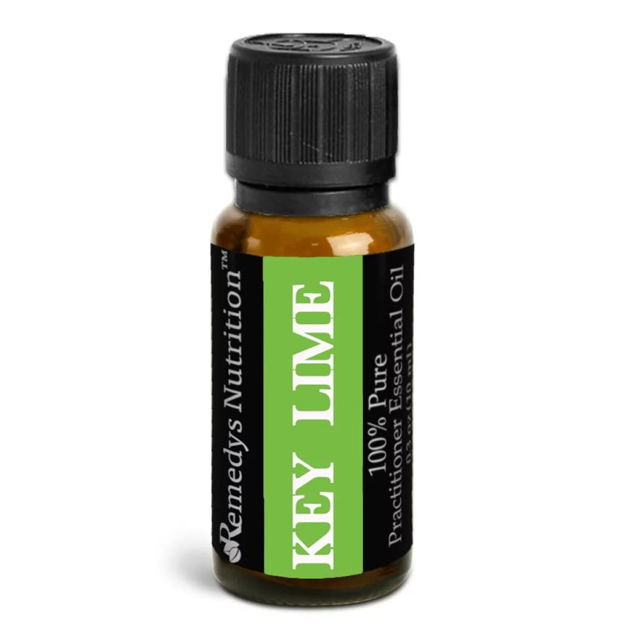 Image of Remedy's Nutrition® Key Lime Essential Oil Supplement front bottle. Made in the USA.