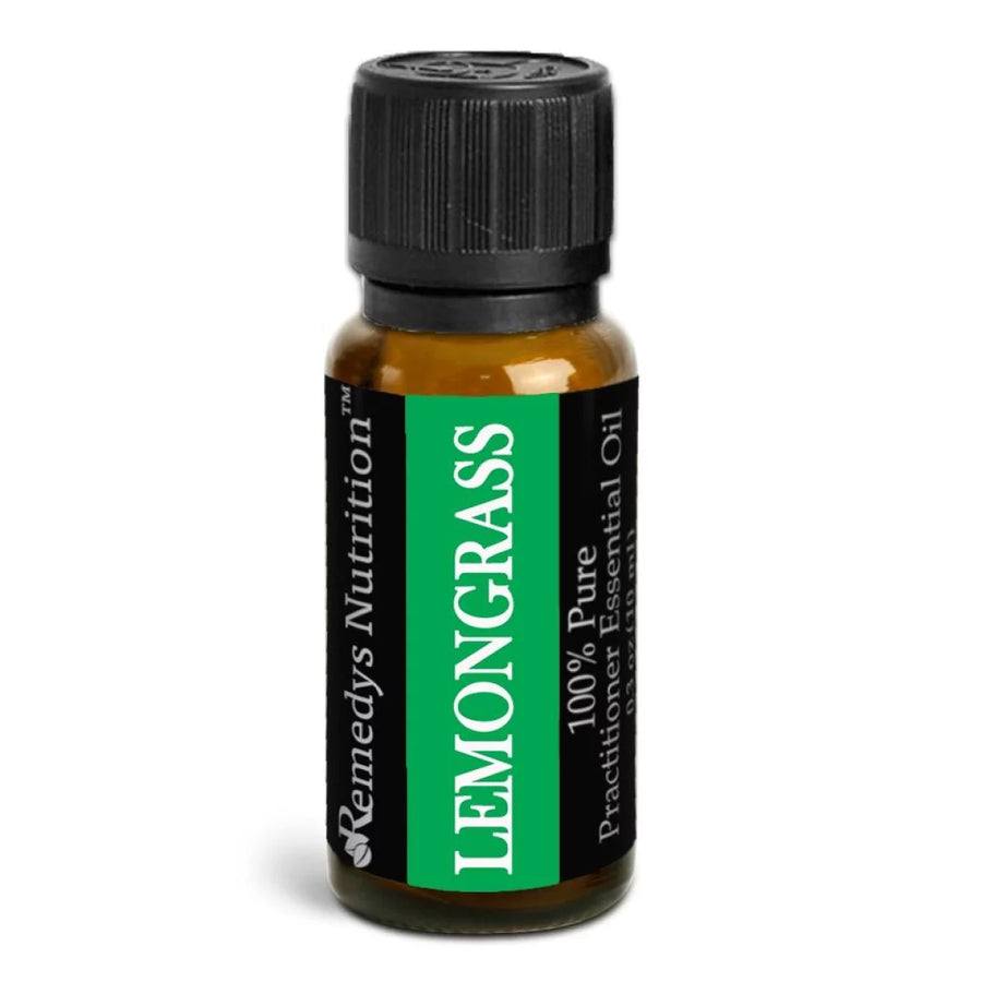 Image of Remedy's Nutrition® Lemongrass Essential Oil Herbal Supplement front bottle.