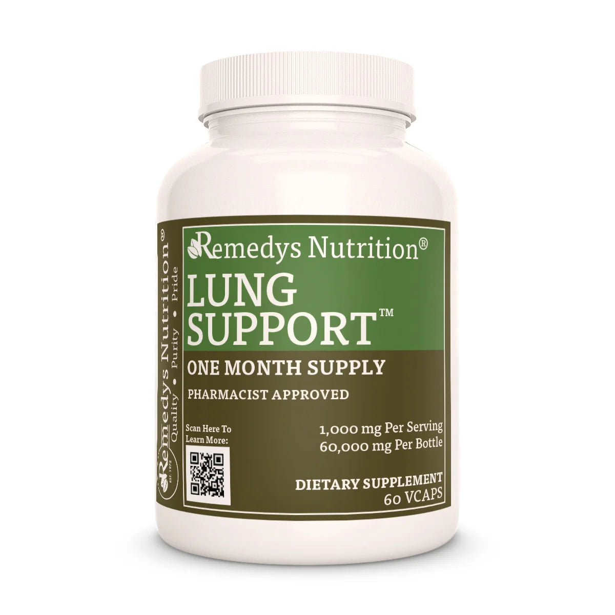 Remedy's Nutrition® Lung Support™ supplement bottle with 60 capsules, front label view