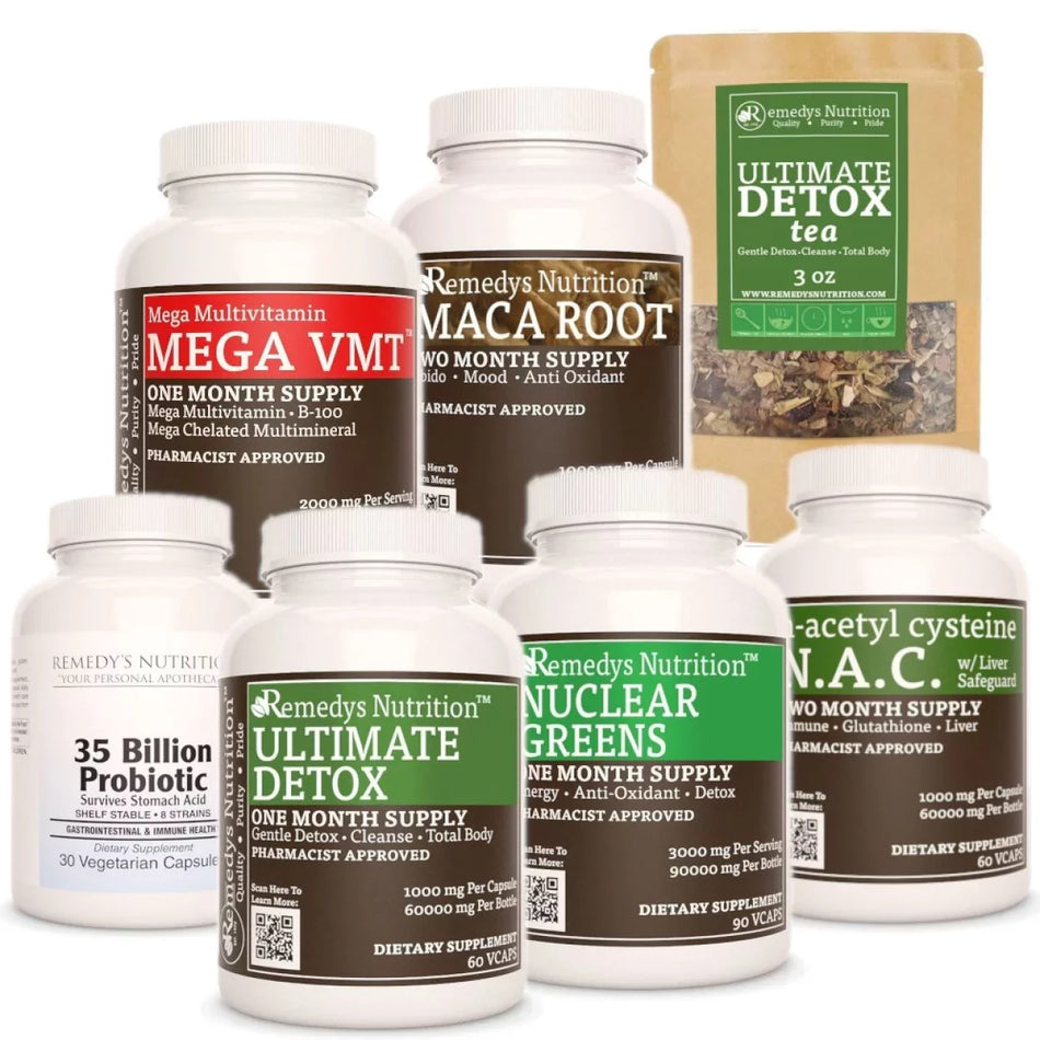 Image of Remedy's Nutrition® Mega Detox Power Pack™ with Mega VMT™ Maca Root, Ultimate Detox™ Nuclear Greens™ NAC, Probiotic