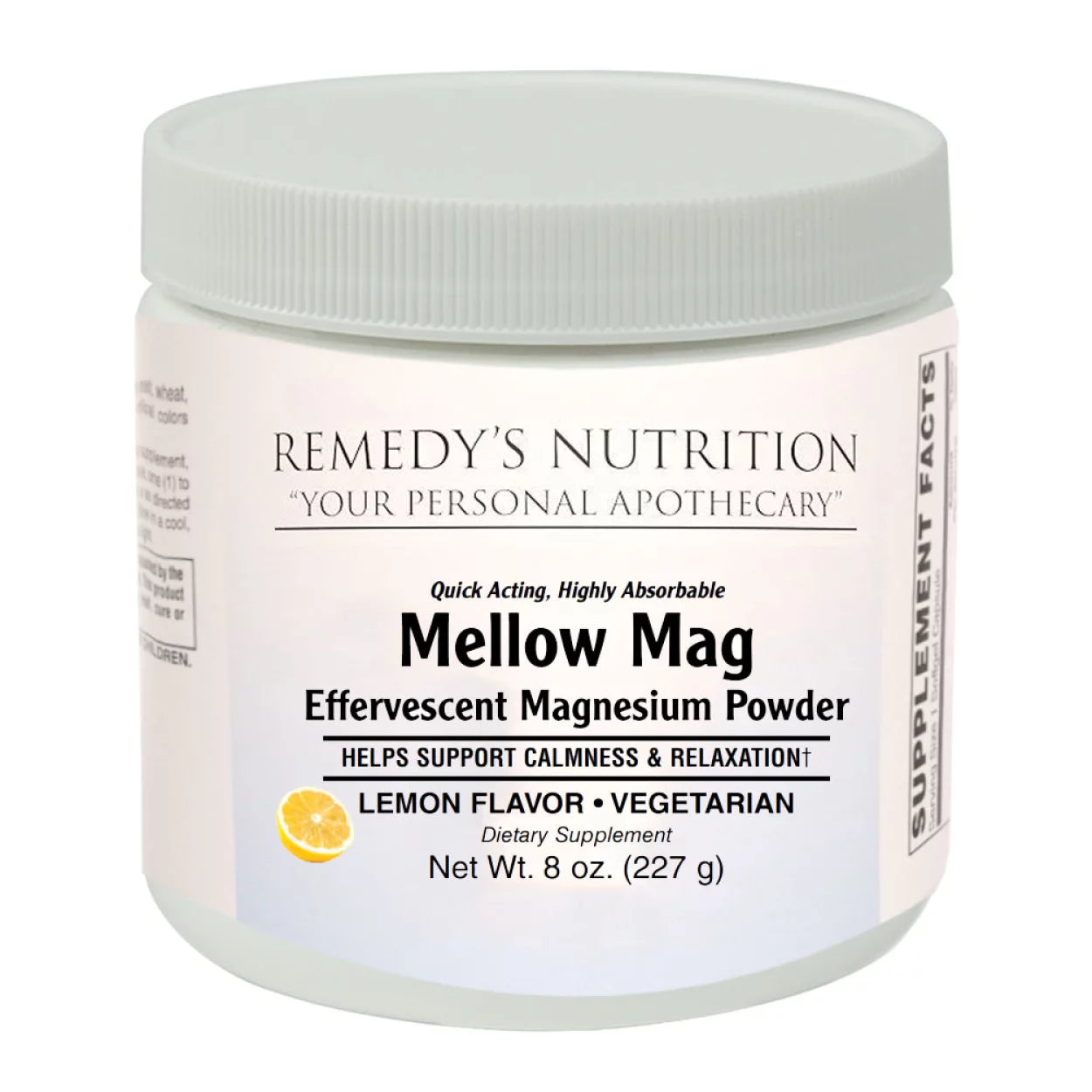 Image of Remedy's Nutrition® Mellow Mag™ Flavored Effervescent Magnesium Powder Dietary Supplement front bottle.