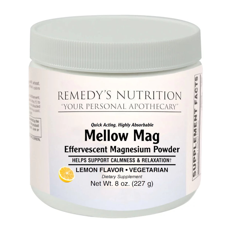 Image of Remedy's Nutrition® Mellow Mag™ Flavored Effervescent Magnesium Powder Dietary Supplement front bottle.