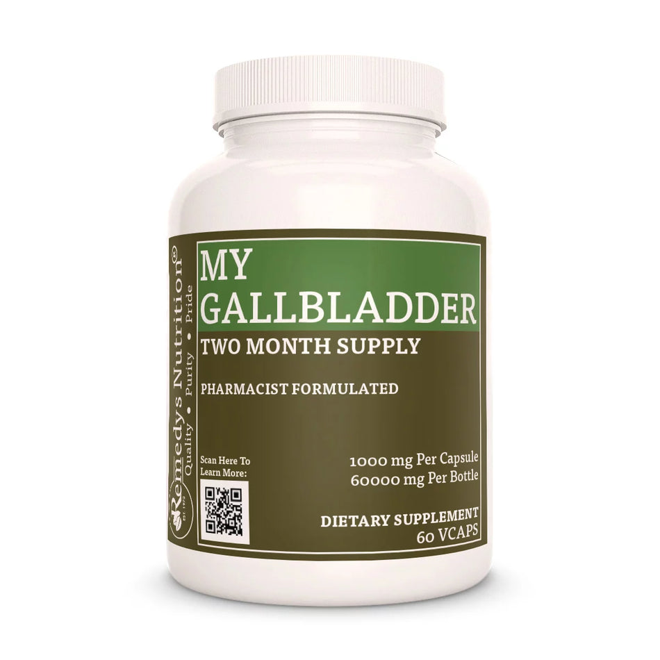 Image of Remedy's Nutrition® My Gallbladder™ Capsules Herbal Dietary Supplement front bottle. Made in the USA Blessed Thistle