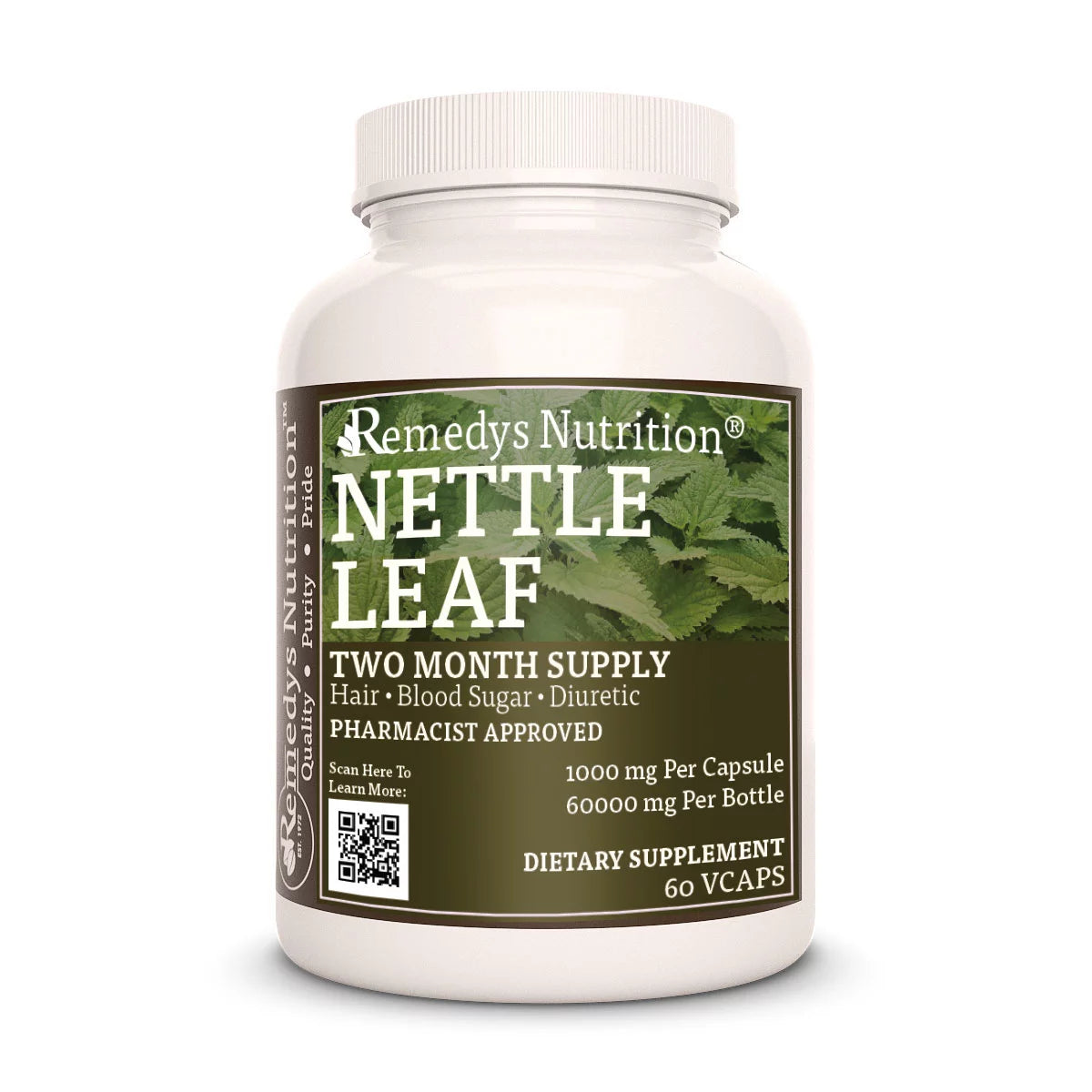 Stinging Nettle Leaf 1000 mg, 60 Vegan Capsules