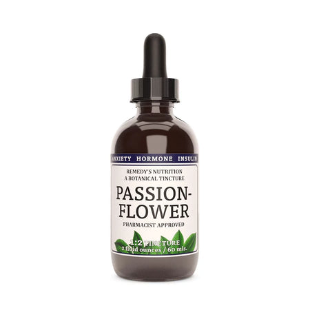 Image of Remedy's Nutrition® Passionflower Root Tincture Dietary Supplement front bottle. Made in the USA. No Fillers.