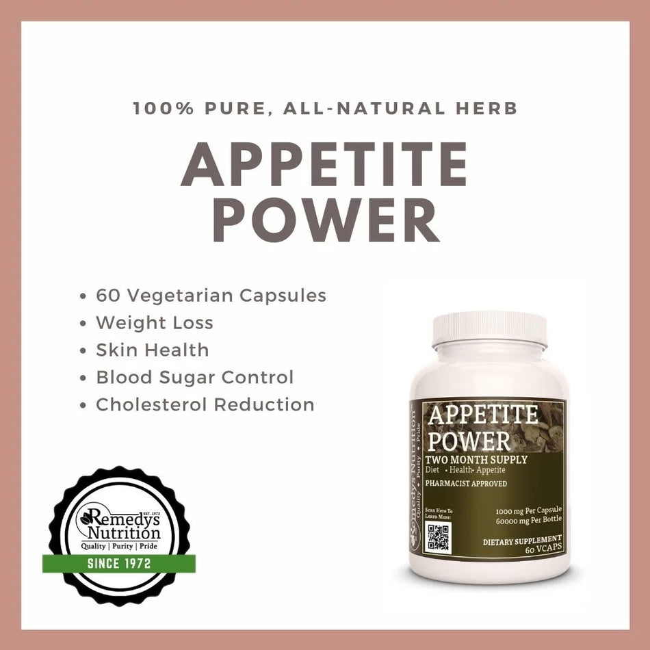Appetite Power™ | Vitamins for Weight Loss | 1000 mg, 60 Vegan Capsules