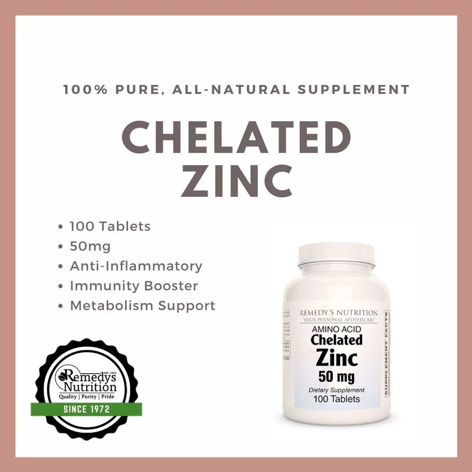 Chelated Zinc | 50mg, 100 Tablets