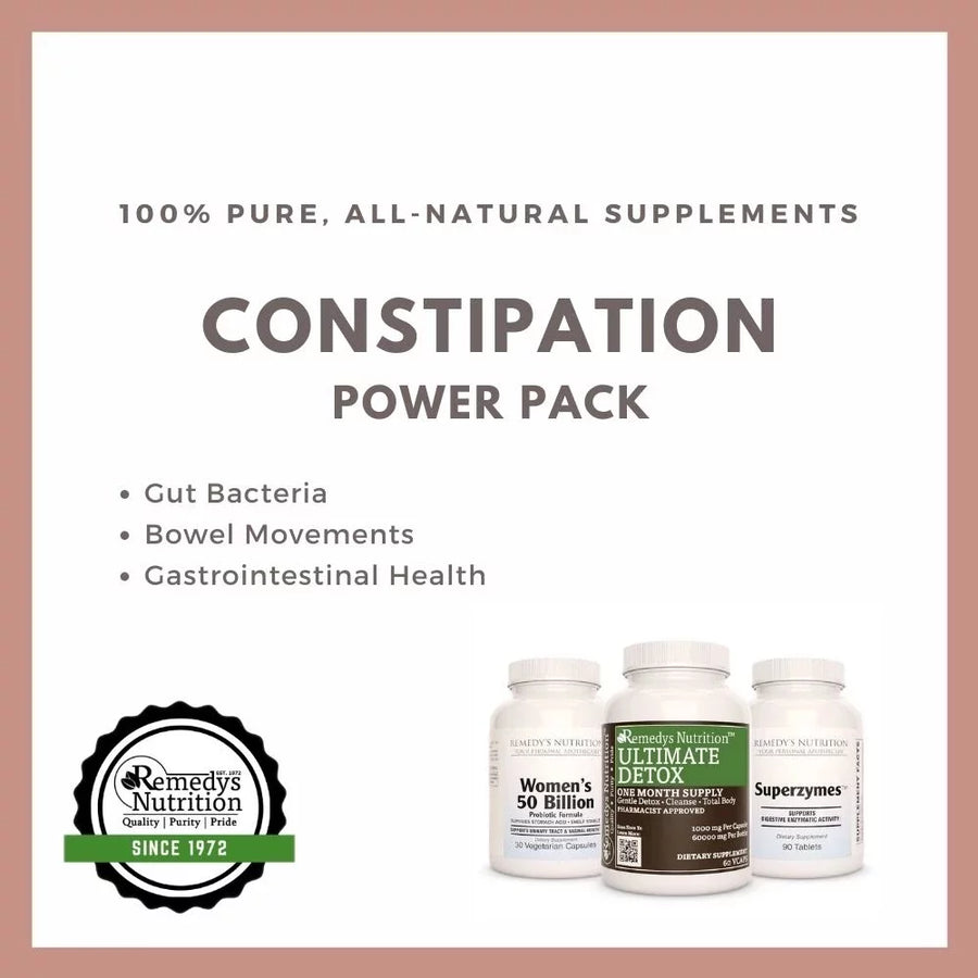 Constipation Power Pack™ | Three Supplement Bottles Capsules & Tablets